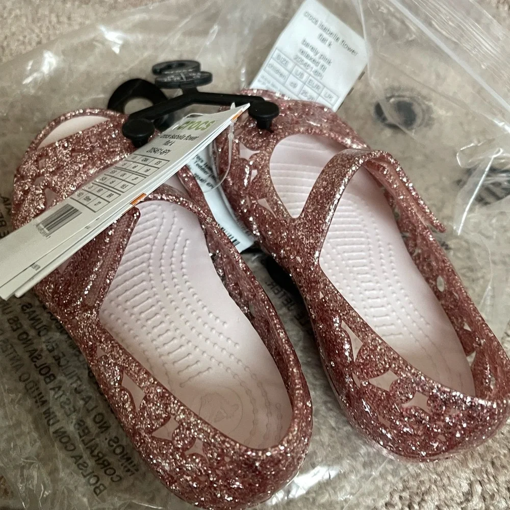 New Crocs Toddler Girl Isabella Flower Flat Sandal - Picture 9 of 13